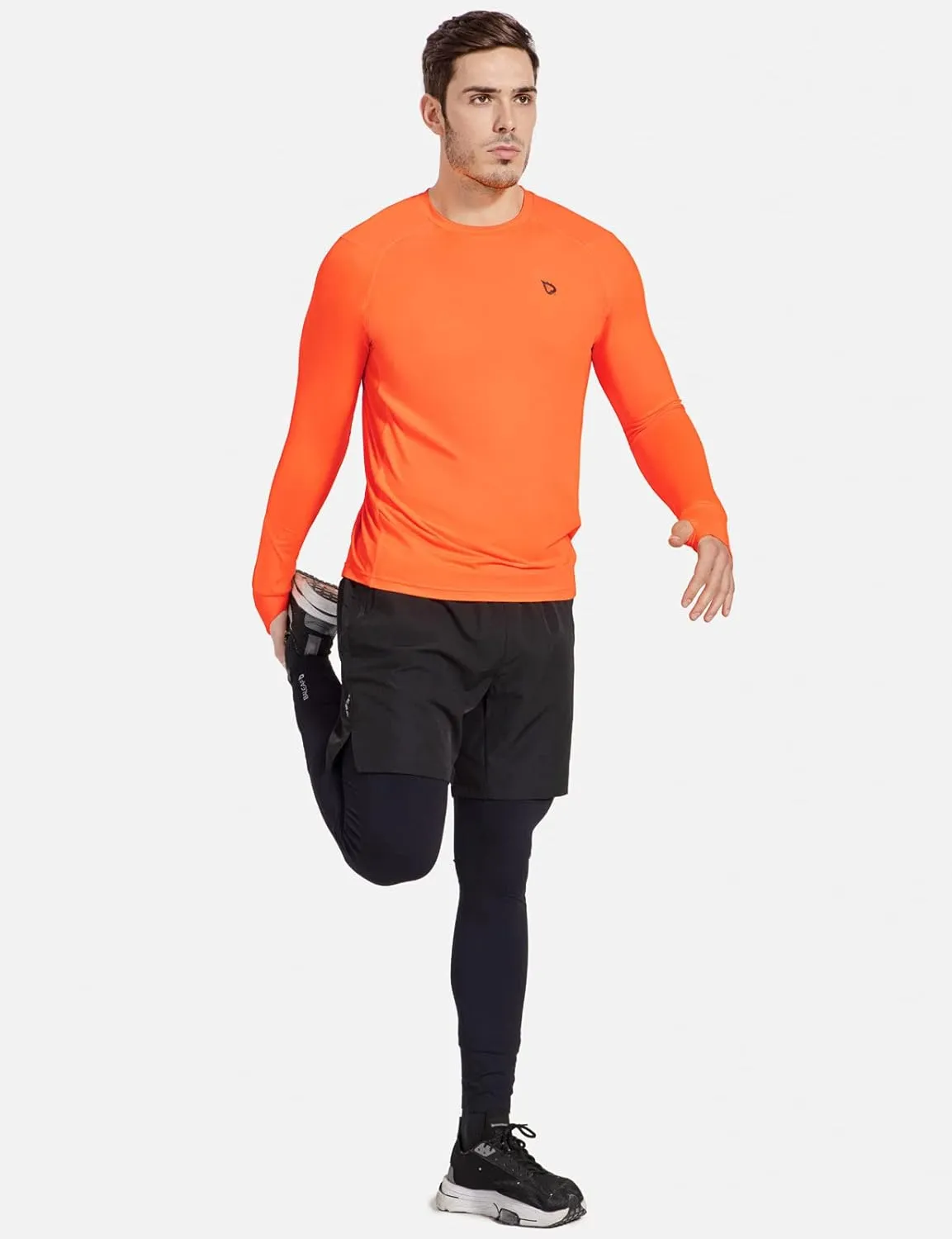 baleaf Men's Long Sleeve Running Shirts with Thumbholes Quick Dry Athletic Shirt Workout Training Top