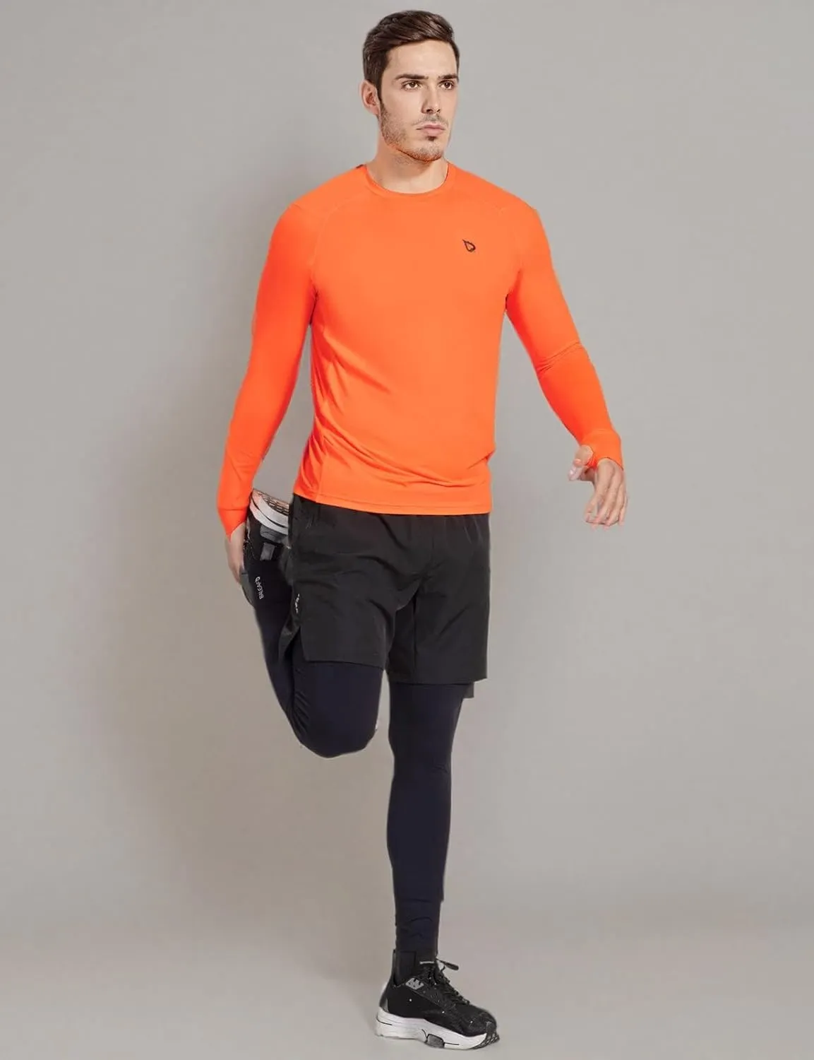 baleaf Men's Long Sleeve Running Shirts with Thumbholes Quick Dry Athletic Shirt Workout Training Top