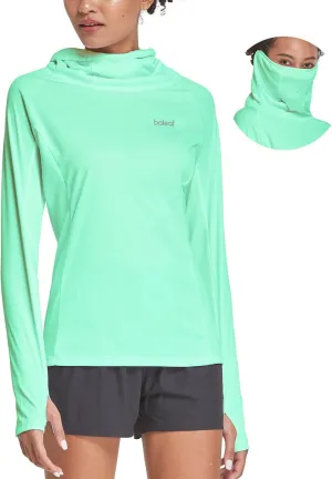 baleaf Women's Long Sleeve Rash Guard with Face Cover UPF 50  Swim Shirts Sun Hoddie Lightweight Quick Dry Hiking Tops