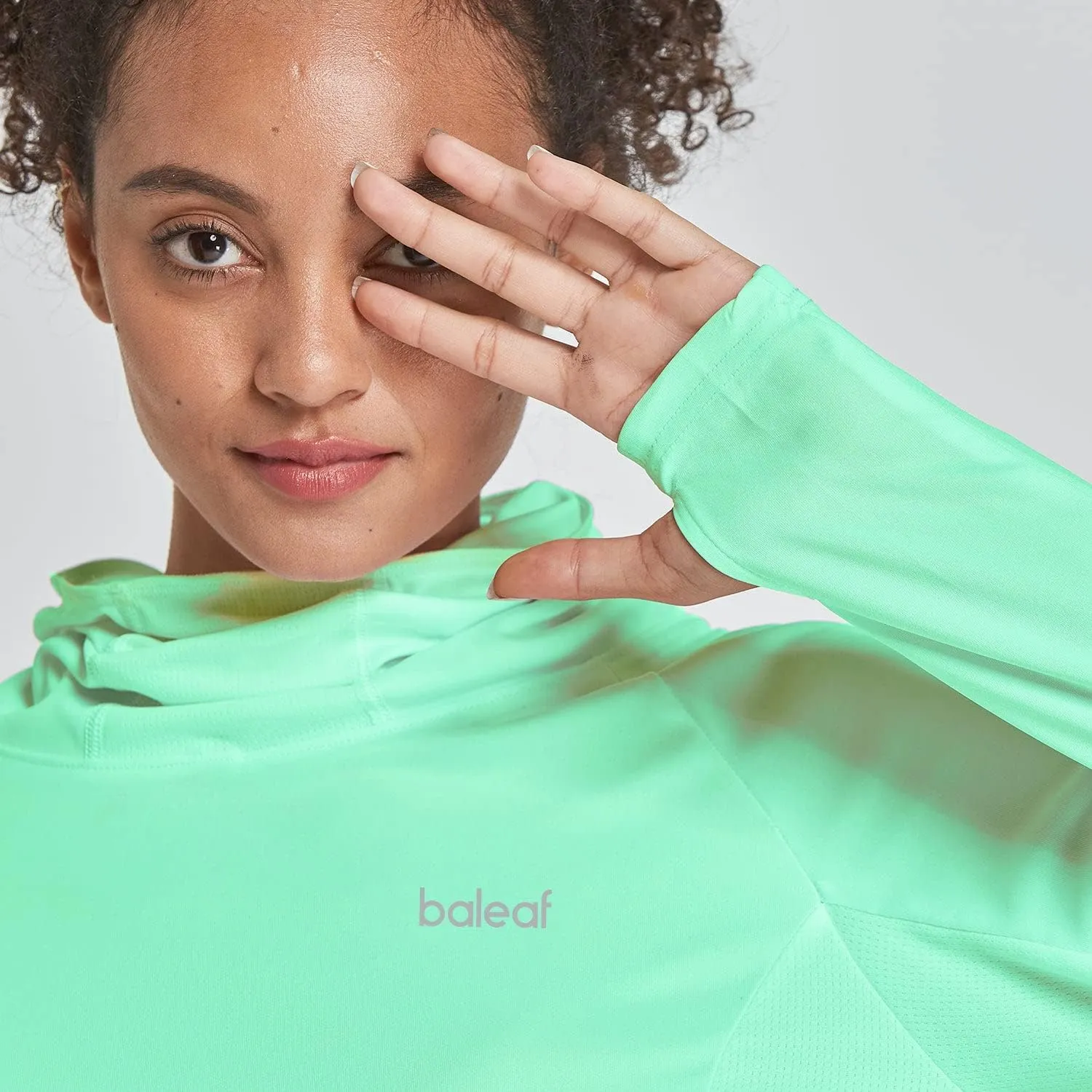baleaf Women's Long Sleeve Rash Guard with Face Cover UPF 50  Swim Shirts Sun Hoddie Lightweight Quick Dry Hiking Tops