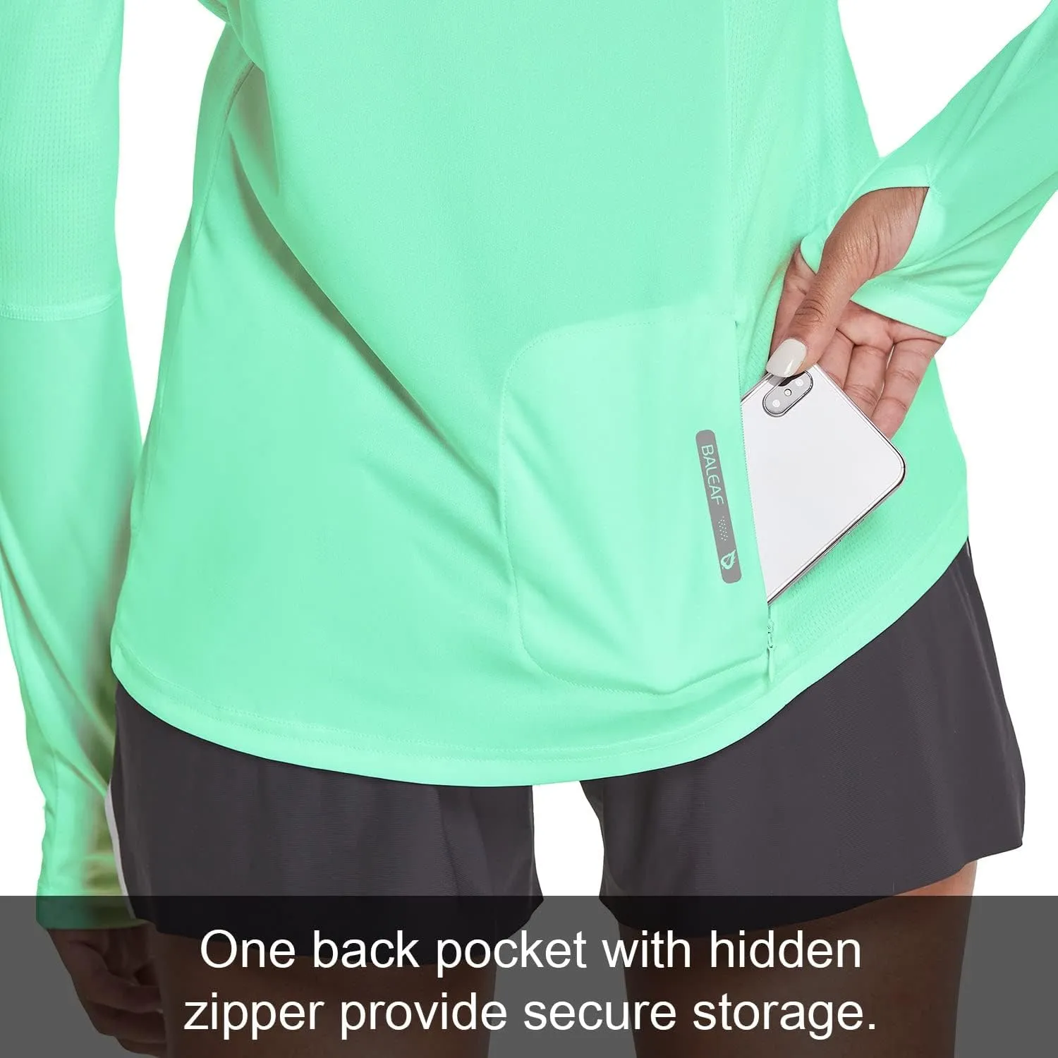 baleaf Women's Long Sleeve Rash Guard with Face Cover UPF 50  Swim Shirts Sun Hoddie Lightweight Quick Dry Hiking Tops