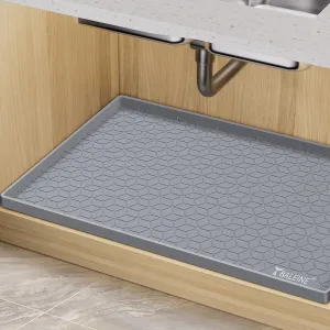 BALEINE 28''×22'' Under Sink Mat, Waterproof Food Grade Silicone Undersink Mat, Cabinet Shelf Drip Tray, Under Sink Liner for Kitchen, Bathroom (Grey)