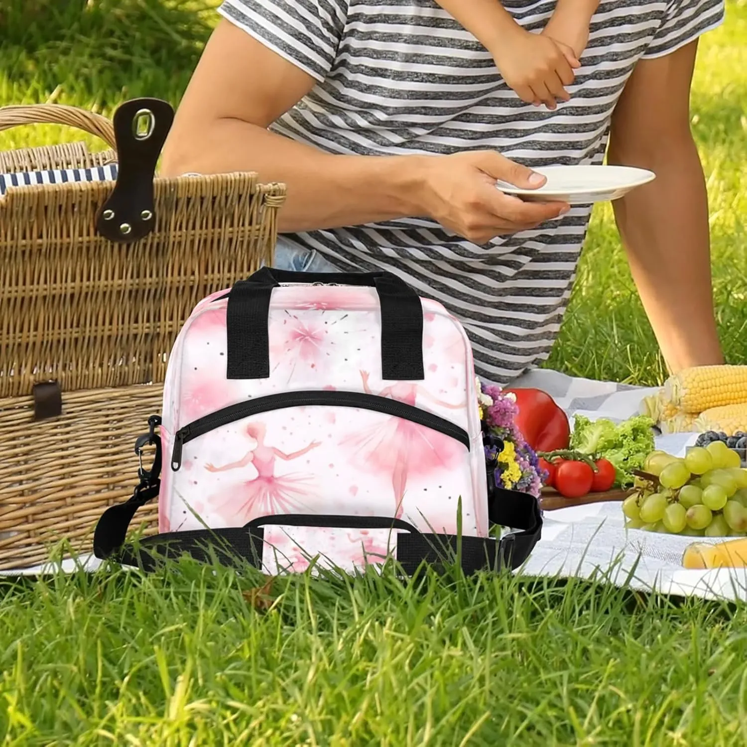 Ballet Gifts Insulated Lunch Bag for Women Men Reusable Lunch Box Cooler Tote Bag One Shoulder Portable Meal Bag Dance Recital Lunchbox for Work Picnic Beach