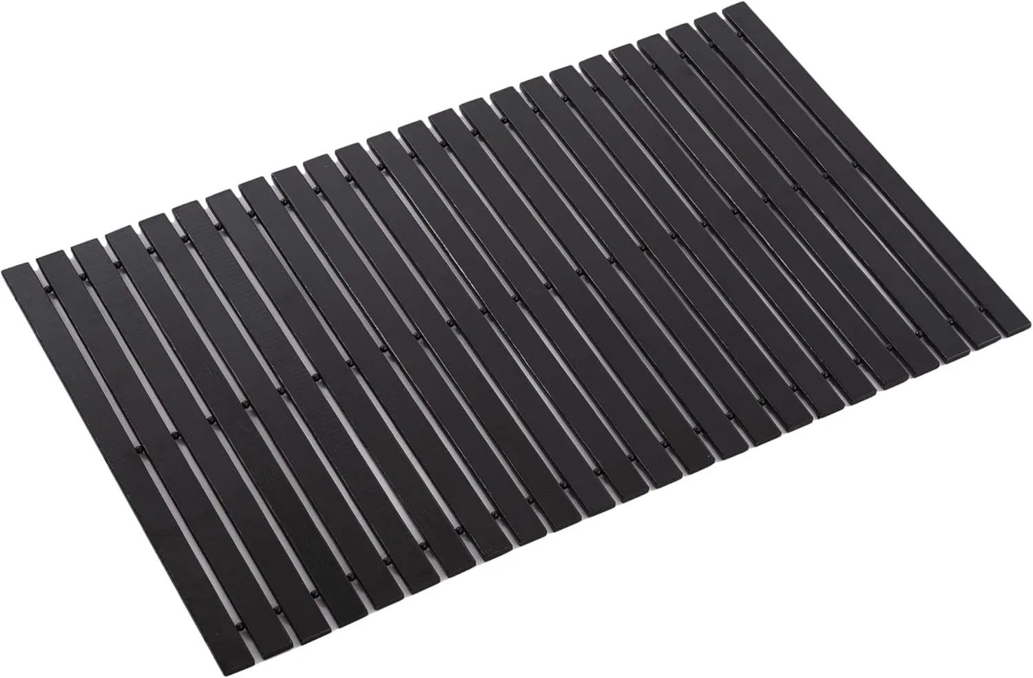 Bamboo Bath Mat Bathroom Rugs Floor Wood Shower Bathtub Waterproof Non Slip Accessories 16x24 Inch Easy to Clean, Black Bamboo, 1 pc