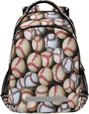 Baseball Balls Pattern Design Waterproof Backpack - Casual Outdoor Sports Daypack with Ergonomic Shoulder Straps#194