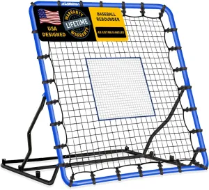 Baseball Rebounder Net - Baseball & Softball Pitch Back Rebounder with 3 Adjustable Angles, Sturdy Steel Frame, Anti-Tear HDPE NET, Perfect for Pitching Fielding Catching Practice