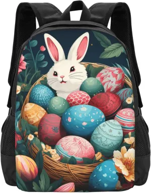 Basket and Easter Eggs Travel Backpack for Men & Women 15.6 inch Laptop Backpack Waterproof Work Back Pack