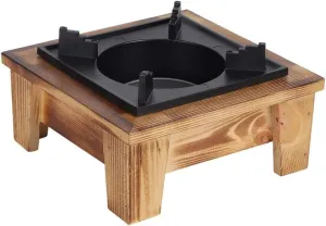 BBQ Alcohol Stove Wooden Shelf, Portable Barbecue Alcohol Oven Stove Furnace Kitchenware Cooking Utensil for Outdoor Picnic