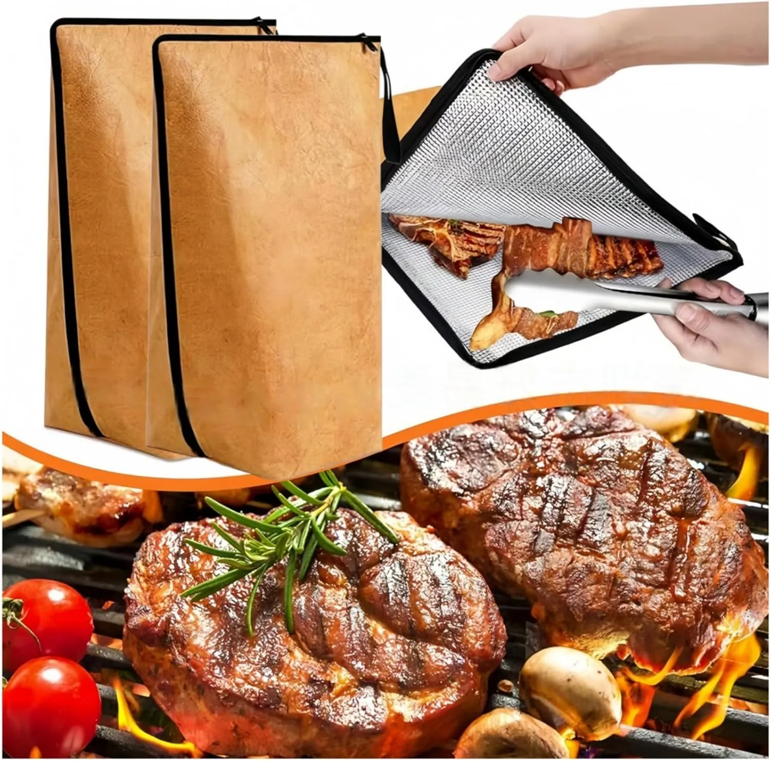 BBQ Blanket for Resting Meat - Reusable Zippered Insulated Brisket Resting Blanket, BBQ Blanket, Smoker Meat Resting Blanket for Large Brisket/Beef/Pork Shoulder/Turkey BBQ Meat Bag (2 PCS)