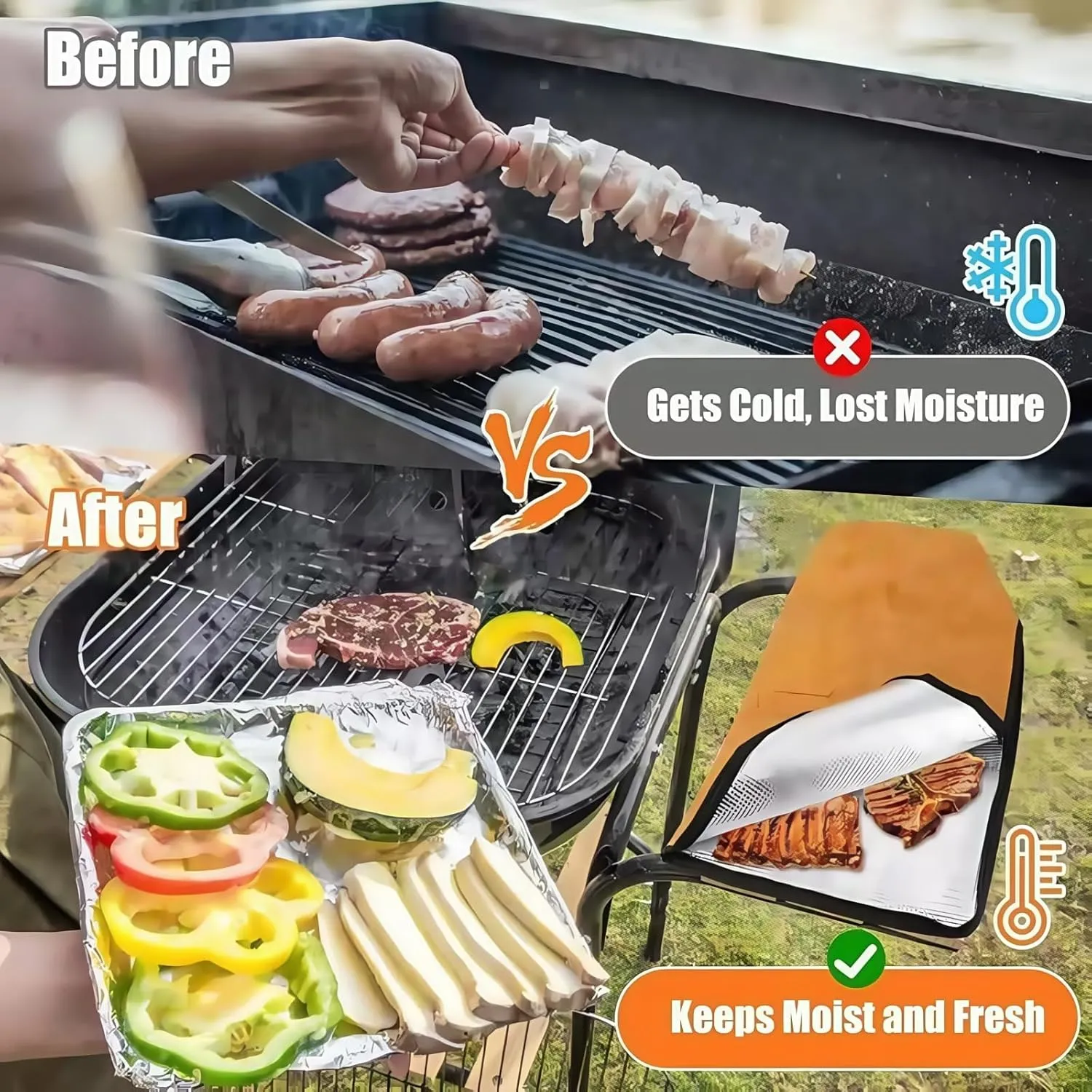 BBQ Blanket for Resting Meat - Reusable Zippered Insulated Brisket Resting Blanket, BBQ Blanket, Smoker Meat Resting Blanket for Large Brisket/Beef/Pork Shoulder/Turkey BBQ Meat Bag (2 PCS)