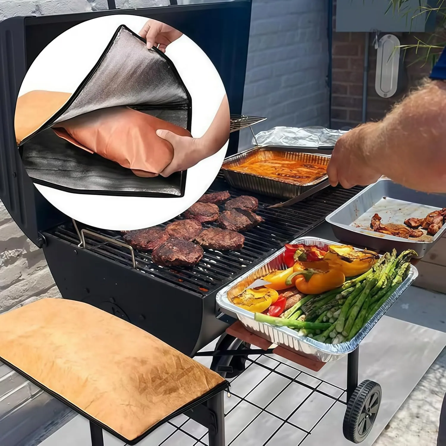 BBQ Blanket for Resting Meat - Reusable Zippered Insulated Brisket Resting Blanket, BBQ Blanket, Smoker Meat Resting Blanket for Large Brisket/Beef/Pork Shoulder/Turkey BBQ Meat Bag (2 PCS)