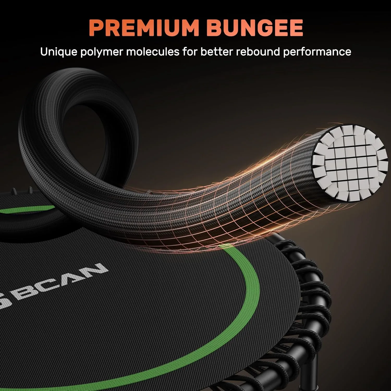 BCAN 450/550 LBS Foldable Mini Trampoline, 40"/48" Fitness Trampoline with Bungees, U Shape Adjustable Foam Handle, Stable & Quiet Exercise Rebounder for Adults Indoor/Outdoor Workout