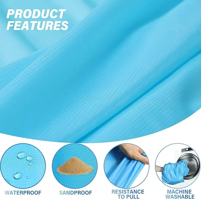 Beach Blanket Oversized Extra Large 10'X 9',Waterproof Sandproof Beach Blanket 2-8 Adults Lightweight Durable for Travel Camping Hiking Picnic (10'X 9', Blue)