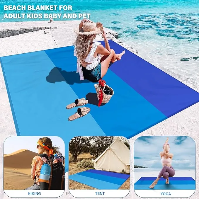 Beach Blanket Oversized Extra Large 78" X 81",Waterproof Sandproof Beach Blanket 1-7 Adults Lightweight Durable for Travel Camping Hiking Picnic