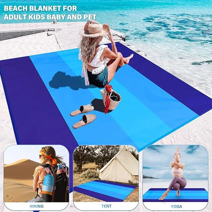 Beach Blanket Oversized Extra Large 78" X 81",Waterproof Sandproof Beach Blanket 1-7 Adults Lightweight Durable for Travel Camping Hiking Picnic