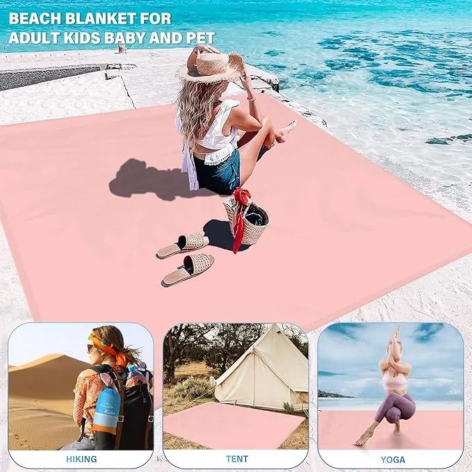 Beach Blanket Oversized Extra Large 78" X 81",Waterproof Sandproof Beach Blanket 1-7 Adults Lightweight Durable for Travel Camping Hiking Picnic