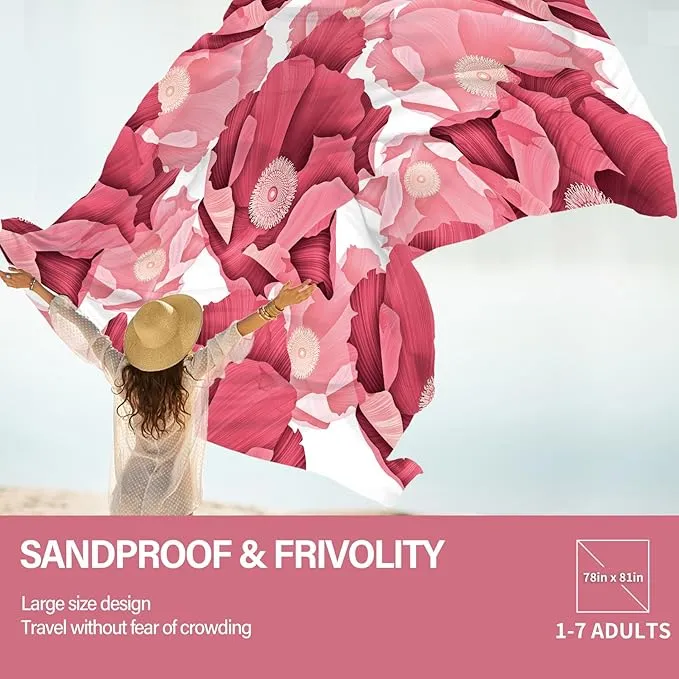 Beach Blanket Oversized Extra Large 78" X 81",Waterproof Sandproof Beach Blanket 1-7 Adults Lightweight Durable for Travel Camping Hiking Picnic