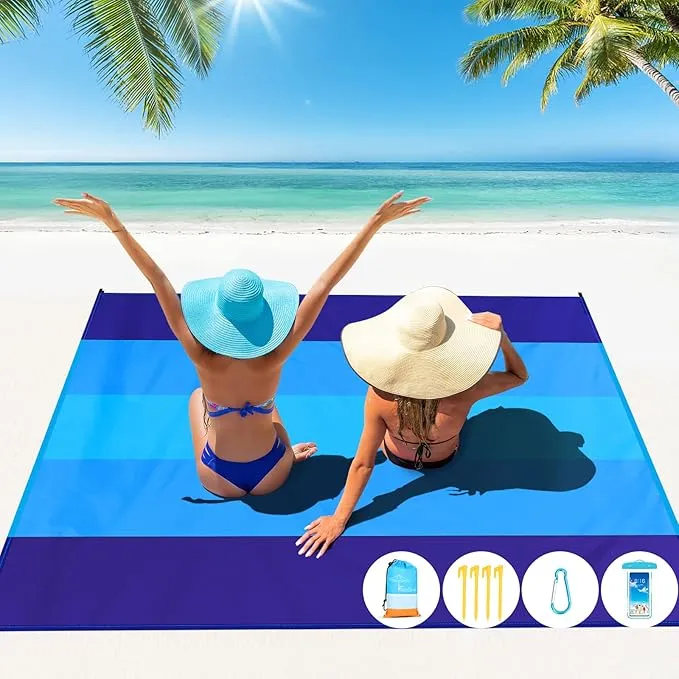 Beach Blanket Oversized Extra Large 78" X 81",Waterproof Sandproof Beach Blanket 1-7 Adults Lightweight Durable for Travel Camping Hiking Picnic