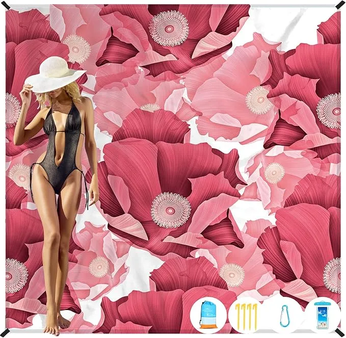 Beach Blanket Oversized Extra Large 78" X 81",Waterproof Sandproof Beach Blanket 1-7 Adults Lightweight Durable for Travel Camping Hiking Picnic