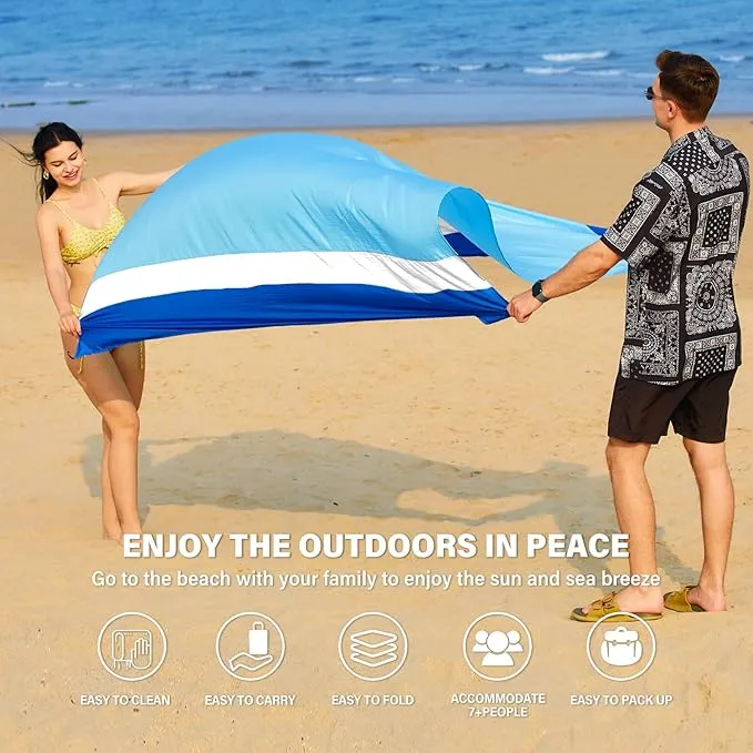 Beach Blanket Oversized Extra Large 78" X 81",Waterproof Sandproof Beach Blanket 1-7 Adults Lightweight Durable for Travel Camping Hiking Picnic