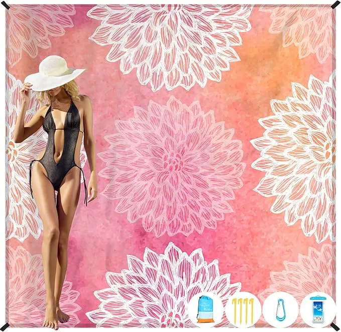 Beach Blanket Oversized Extra Large 78" X 81",Waterproof Sandproof Beach Blanket 1-7 Adults Lightweight Durable for Travel Camping Hiking Picnic