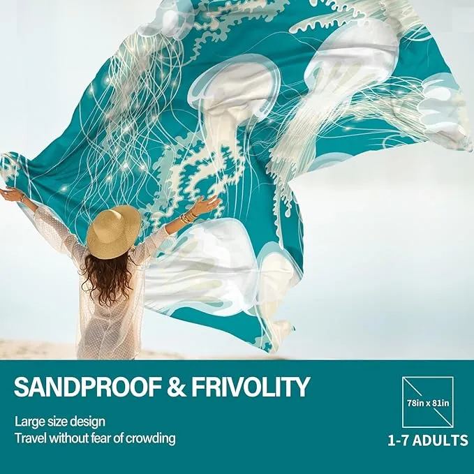 Beach Blanket Oversized Extra Large 78" X 81",Waterproof Sandproof Beach Blanket 1-7 Adults Lightweight Durable for Travel Camping Hiking Picnic
