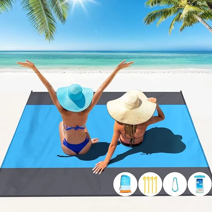 Beach Blanket Oversized Extra Large 78" X 81",Waterproof Sandproof Beach Blanket 1-7 Adults Lightweight Durable for Travel Camping Hiking Picnic