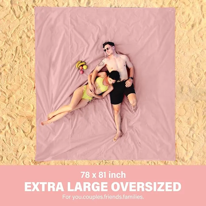 Beach Blanket Oversized Extra Large 78" X 81",Waterproof Sandproof Beach Blanket 1-7 Adults Lightweight Durable for Travel Camping Hiking Picnic