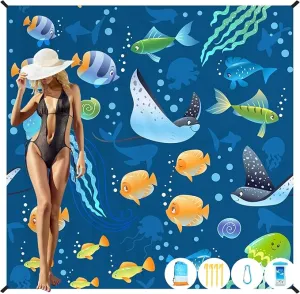 Beach Blanket Oversized Extra Large 78" X 81",Waterproof Sandproof Beach Blanket 1-7 Adults Lightweight Durable for Travel Camping Hiking Picnic