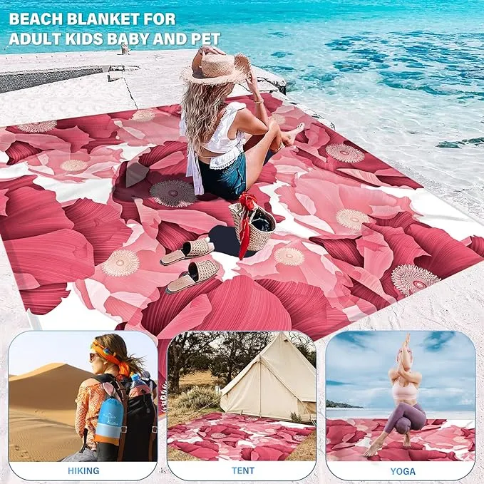 Beach Blanket Oversized Extra Large 78" X 81",Waterproof Sandproof Beach Blanket 1-7 Adults Lightweight Durable for Travel Camping Hiking Picnic