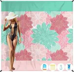 Beach Blanket Oversized Extra Large 78" X 81",Waterproof Sandproof Beach Blanket 1-7 Adults Lightweight Durable for Travel Camping Hiking Picnic