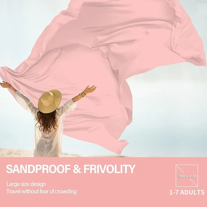 Beach Blanket Oversized Extra Large 78" X 81",Waterproof Sandproof Beach Blanket 1-7 Adults Lightweight Durable for Travel Camping Hiking Picnic