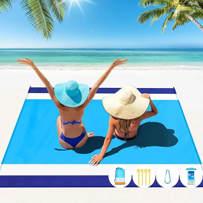 Beach Blanket Oversized Extra Large 78" X 81",Waterproof Sandproof Beach Blanket 1-7 Adults Lightweight Durable for Travel Camping Hiking Picnic
