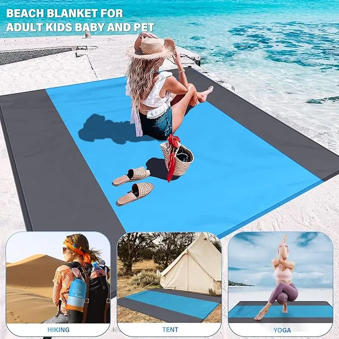 Beach Blanket Oversized Extra Large 78" X 81",Waterproof Sandproof Beach Blanket 1-7 Adults Lightweight Durable for Travel Camping Hiking Picnic