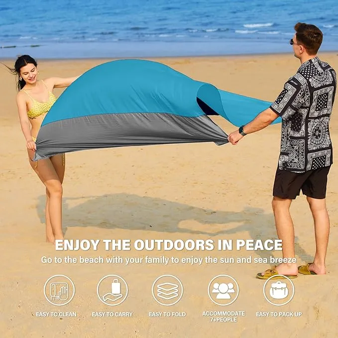 Beach Blanket Oversized Extra Large 78" X 81",Waterproof Sandproof Beach Blanket 1-7 Adults Lightweight Durable for Travel Camping Hiking Picnic