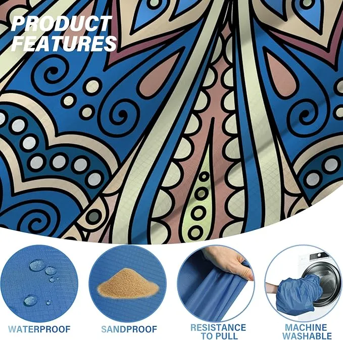 Beach Blanket Oversized Extra Large 78" X 81",Waterproof Sandproof Beach Blanket 1-7 Adults Lightweight Durable for Travel Camping Hiking Picnic