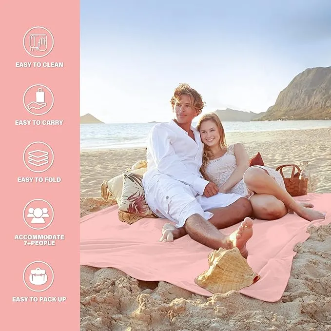 Beach Blanket Oversized Extra Large 78" X 81",Waterproof Sandproof Beach Blanket 1-7 Adults Lightweight Durable for Travel Camping Hiking Picnic