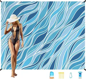 Beach Blanket Oversized Extra Large78 X 110",Waterproof Sandproof Beach Blanket 2-8 Adults Lightweight Durable for Travel Camping Hiking Picnic