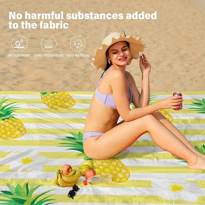Beach Blanket Oversized Extra Large78 X 110",Waterproof Sandproof Beach Blanket 2-8 Adults Lightweight Durable for Travel Camping Hiking Picnic