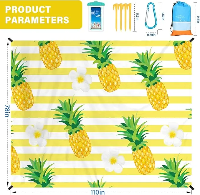 Beach Blanket Oversized Extra Large78 X 110",Waterproof Sandproof Beach Blanket 2-8 Adults Lightweight Durable for Travel Camping Hiking Picnic