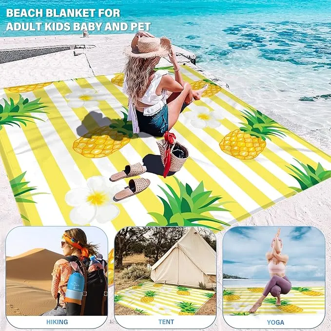 Beach Blanket Oversized Extra Large78 X 110",Waterproof Sandproof Beach Blanket 2-8 Adults Lightweight Durable for Travel Camping Hiking Picnic