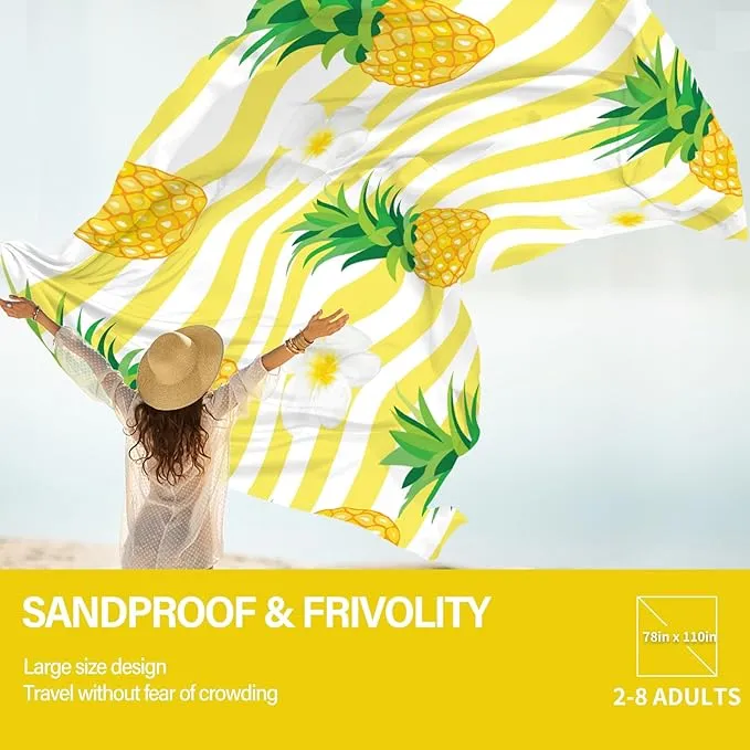 Beach Blanket Oversized Extra Large78 X 110",Waterproof Sandproof Beach Blanket 2-8 Adults Lightweight Durable for Travel Camping Hiking Picnic