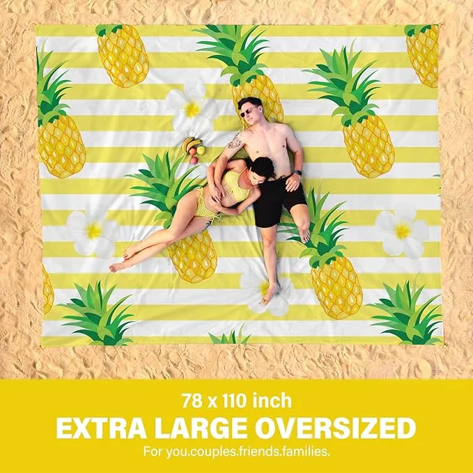 Beach Blanket Oversized Extra Large78 X 110",Waterproof Sandproof Beach Blanket 2-8 Adults Lightweight Durable for Travel Camping Hiking Picnic