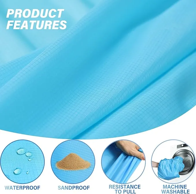 Beach Blanket Oversized Extra Large78 X 81",Waterproof Sandproof Beach Blanket 1-7 Adults Lightweight Durable for Travel Camping Hiking Picnic (78" X 81", Orange&Blue)