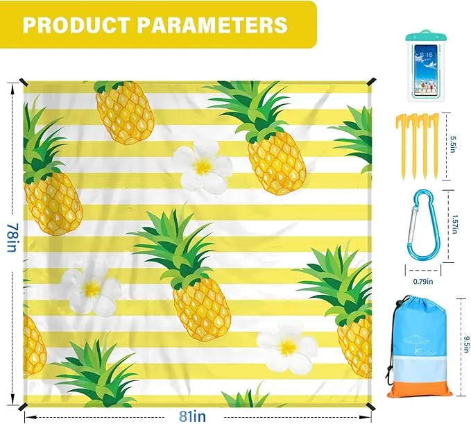 Beach Blanket Oversized Extra Large78 X 81",Waterproof Sandproof Beach Blanket 1-7 Adults Lightweight Durable for Travel Camping Hiking Picnic