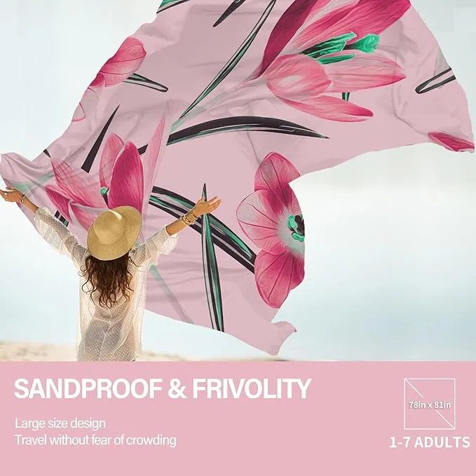 Beach Blanket Oversized Extra Large78 X 81",Waterproof Sandproof Beach Blanket 1-7 Adults Lightweight Durable for Travel Camping Hiking Picnic