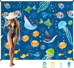Beach Blanket Oversized Extra Large78 X110,Waterproof Sandproof Beach Blanket 2-8 Adults Lightweight Durable for Travel Camping Hiking Picnic