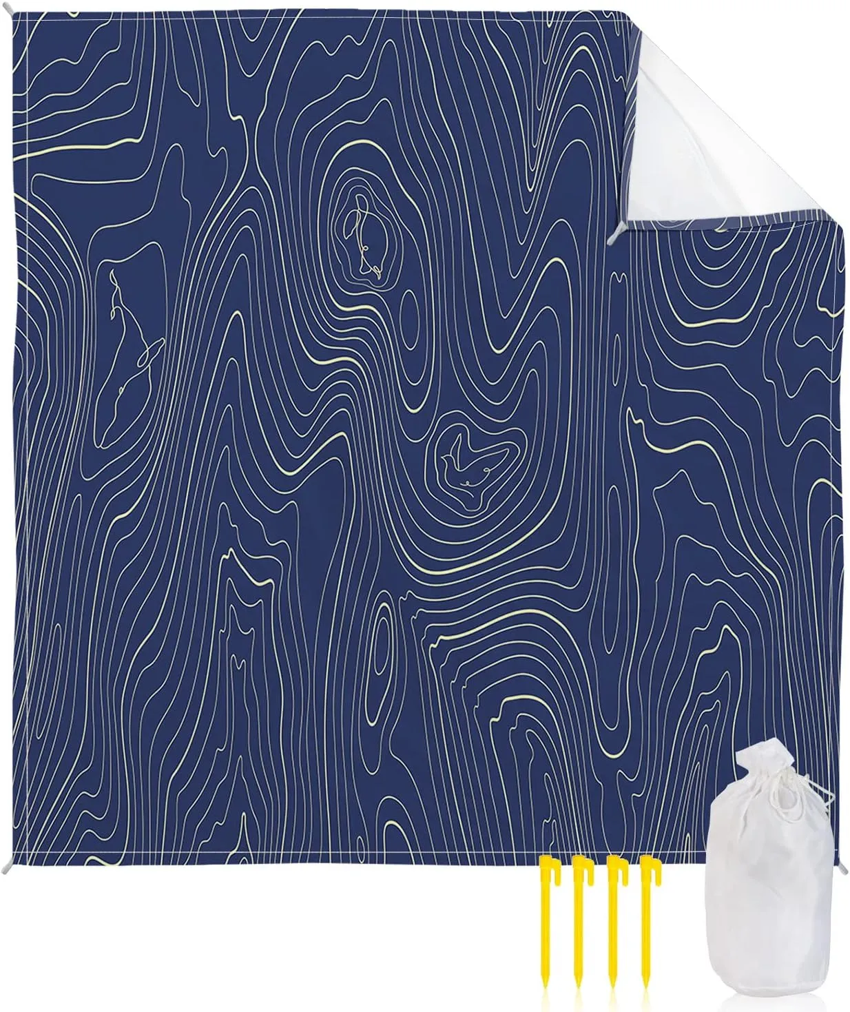 Beach Blanket Sandproof, 84"x108" Extra Large Beach Mat Waterproof Foldable Abstract Style Purple Simple Line Mountain Range Oversized Outdoor Mat for Camping Park Travel Grass
