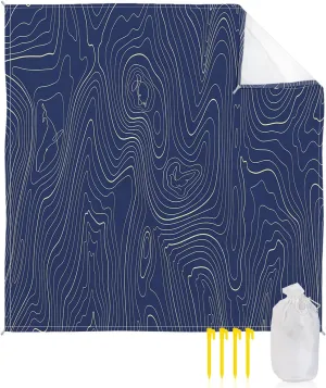 Beach Blanket Sandproof, 84"x108" Extra Large Beach Mat Waterproof Foldable Abstract Style Purple Simple Line Mountain Range Oversized Outdoor Mat for Camping Park Travel Grass