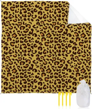 Beach Blanket Sandproof, Animal Skin Texture Yellow Leopard Print Waterproof Beach Mat Lightweight Quick Drying Picnic Blanket Beach Essentials for Travel Camping Hiking 118x108in